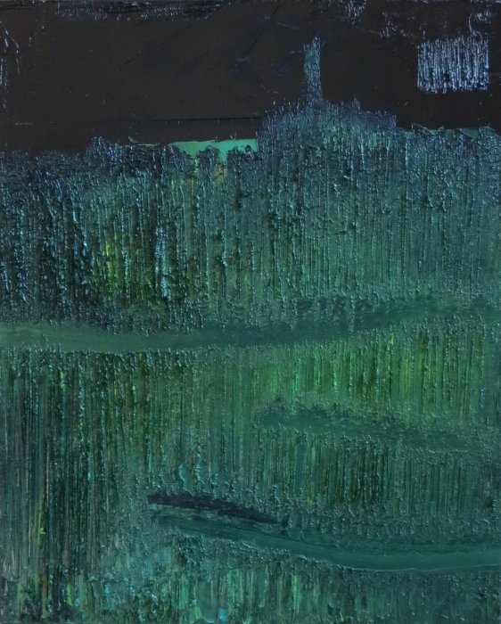 Huile verte, 2015, huile sur toile, 65 x 92 cm.