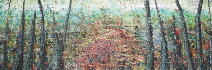 2024, Forêt sacrilège 32, acrylique 120 x 40cm.