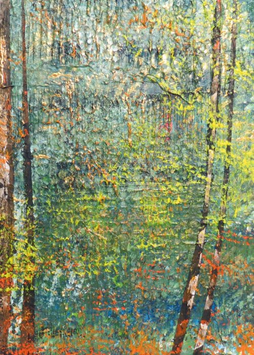 2024, Forêt sacrilège 37,acrylique, 50 x 70 cm.