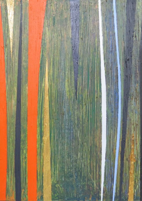 2024, Forêt sacrilège 43, acrylique, 50 x 70 cm.