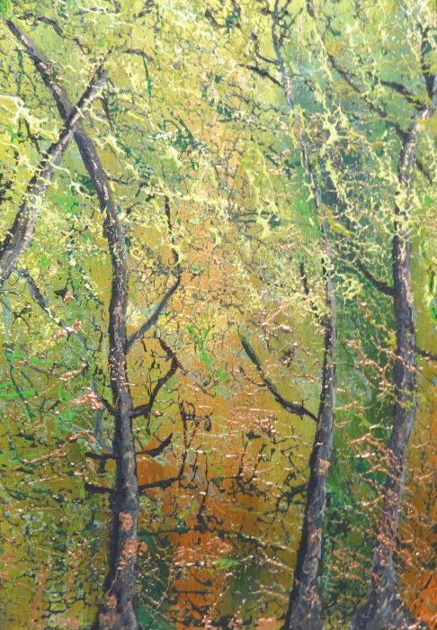 2024, Forêt sacrilège 44, acrylique, 50 x 70 cm.