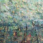 2024, Forêt sacrillège 34 b,acrylique, 90 x 30 cm.