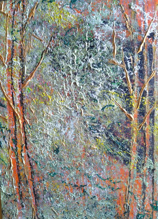 Forêt sacrilège 27, 2024, acrylique, 50 x 70 cm.