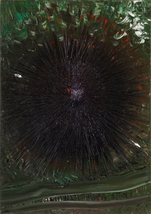 Le verger de ton regard 2, 2018, huile, 65 x 92 cm.