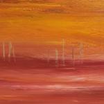 Parcelles de ciel XIII, 2022, huile et bois, 140 x 70 cm.