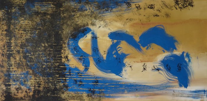 Pianzano 10, 2021, acrylique et huile, 195 x 96 cm.
