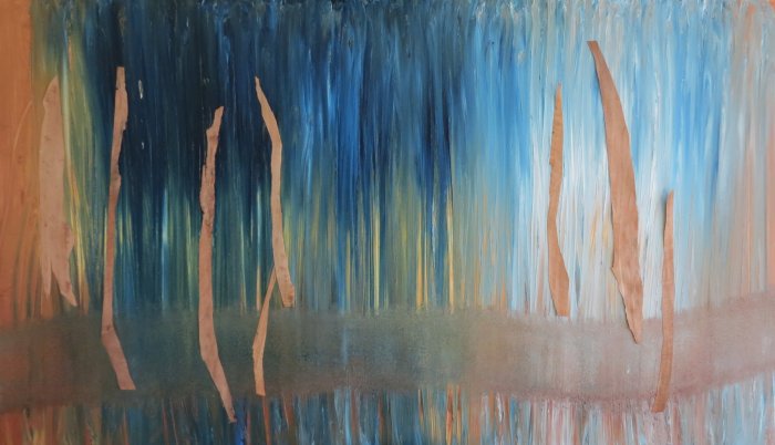 Pianzano 11, 2022, huile et bois, 165 x 97 cm.