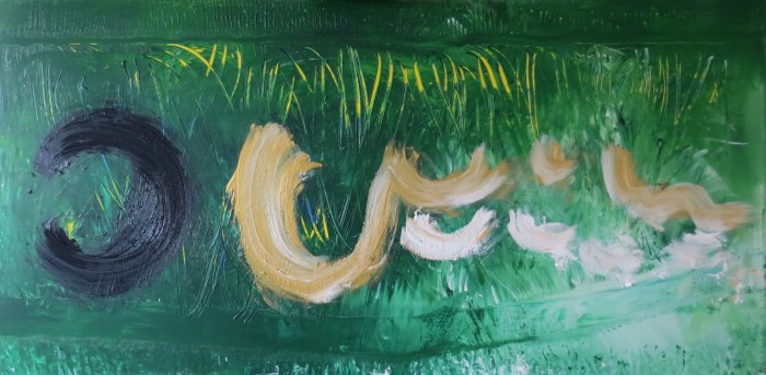 Pianzano 7, 2021, acrylique et huile, 195 x 96 cm.