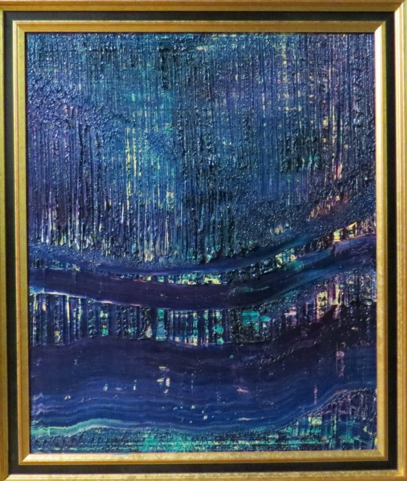 Puiser le Bleu 14, 2024,  Avril, huile, 54 x 65 cm.