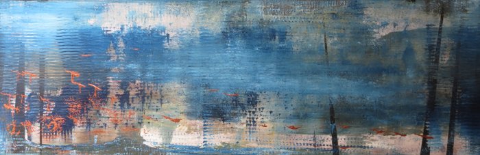 Puiser le Bleu 34, 2025, acrylique, 150 x 50 cm.