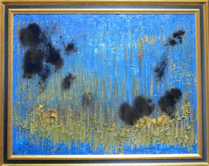 Puiser le Bleu 7, 2024, huile et pigment, 65 x 50 cm.