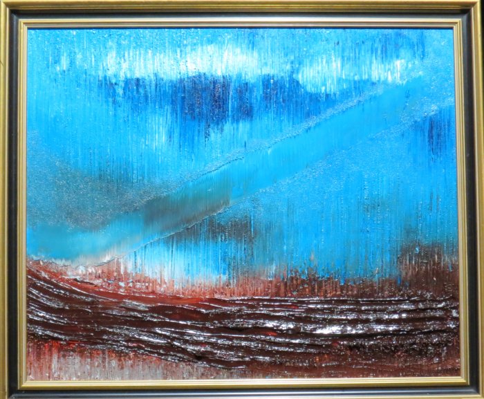 Puiser le Bleu 9, 2024, huile, 73 x 60 cm.