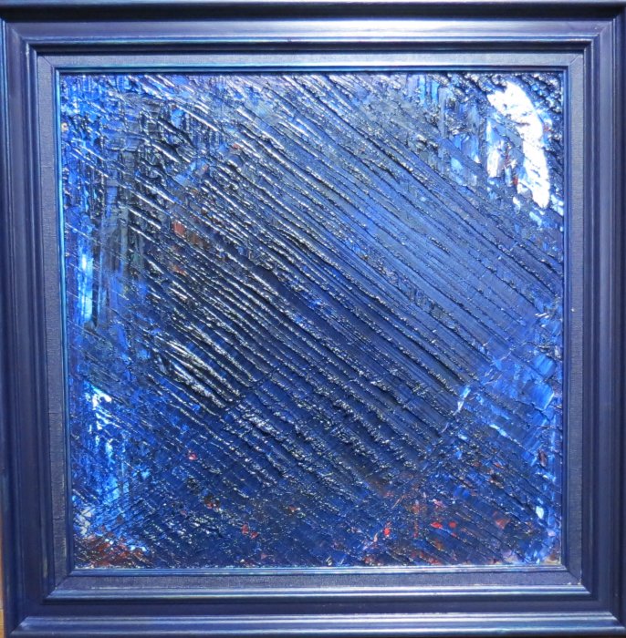 Puiser le bLeu 24, 2024, huile, 50 x 50 cm.