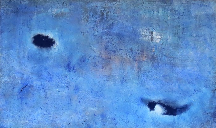 Puiser le bleu 10, 2024, acrylique et pigment, 150 x 100 cm.