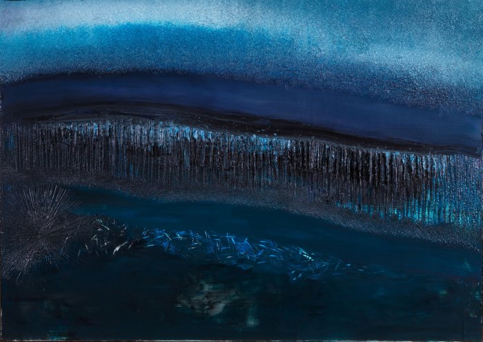 Puiserle Bleu 13, 2018, huile, 95 x 62 cm.