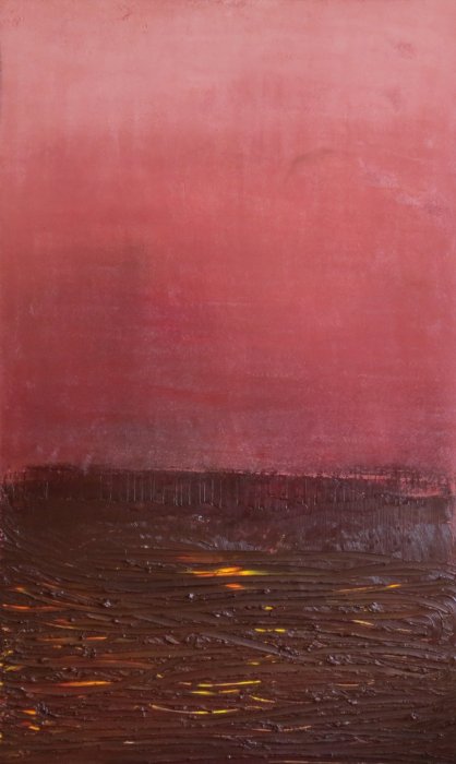 Traces I, 2017, huile sur toile, 97 x 162 cm.