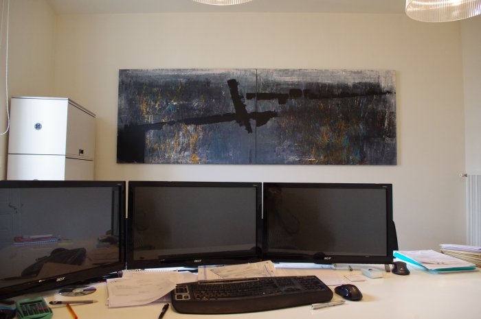 Grande croix couchée, 2012, acrylique sur toile, 260 x 89 cm.