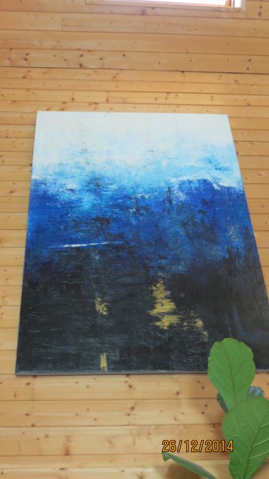 Le grand bleu du triptyque aux renards, 2012, acrylique et huile de lin sur toile, 130 x 195 cm. 