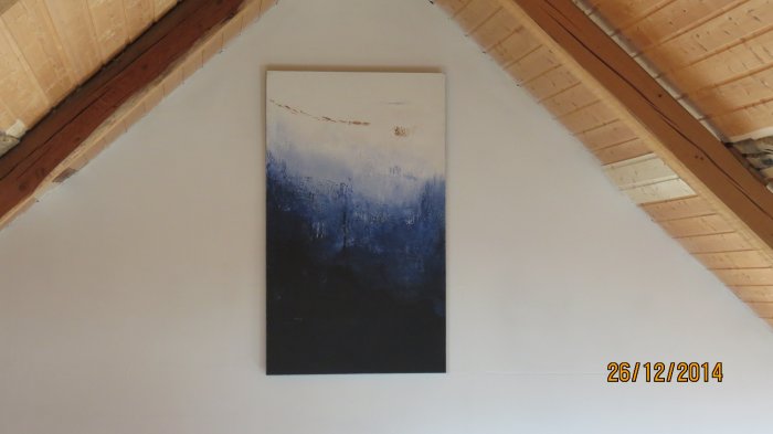 Le petit bleu du triptyque aux renards, 2012, acrylique sur toile, 89 x 162 cm.