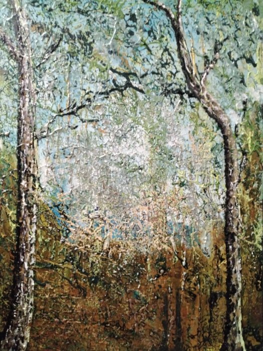 forêt sacrilège 28, 2024 acrylique, 50 x 70 cm.